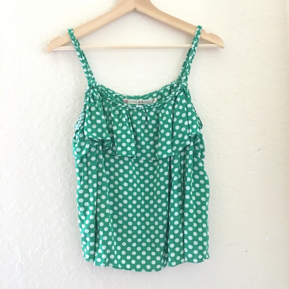 Chelsea & Violet Green Polka Dot Tank